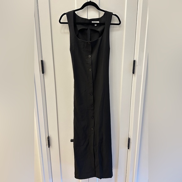 Black Button Down Maxi Dress - Picture 4 of 5